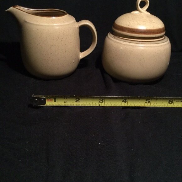 Homespun Made In Japan Tan And Brown Sugar And Creamer Farmcore Cottagecore - Picture 5 of 5